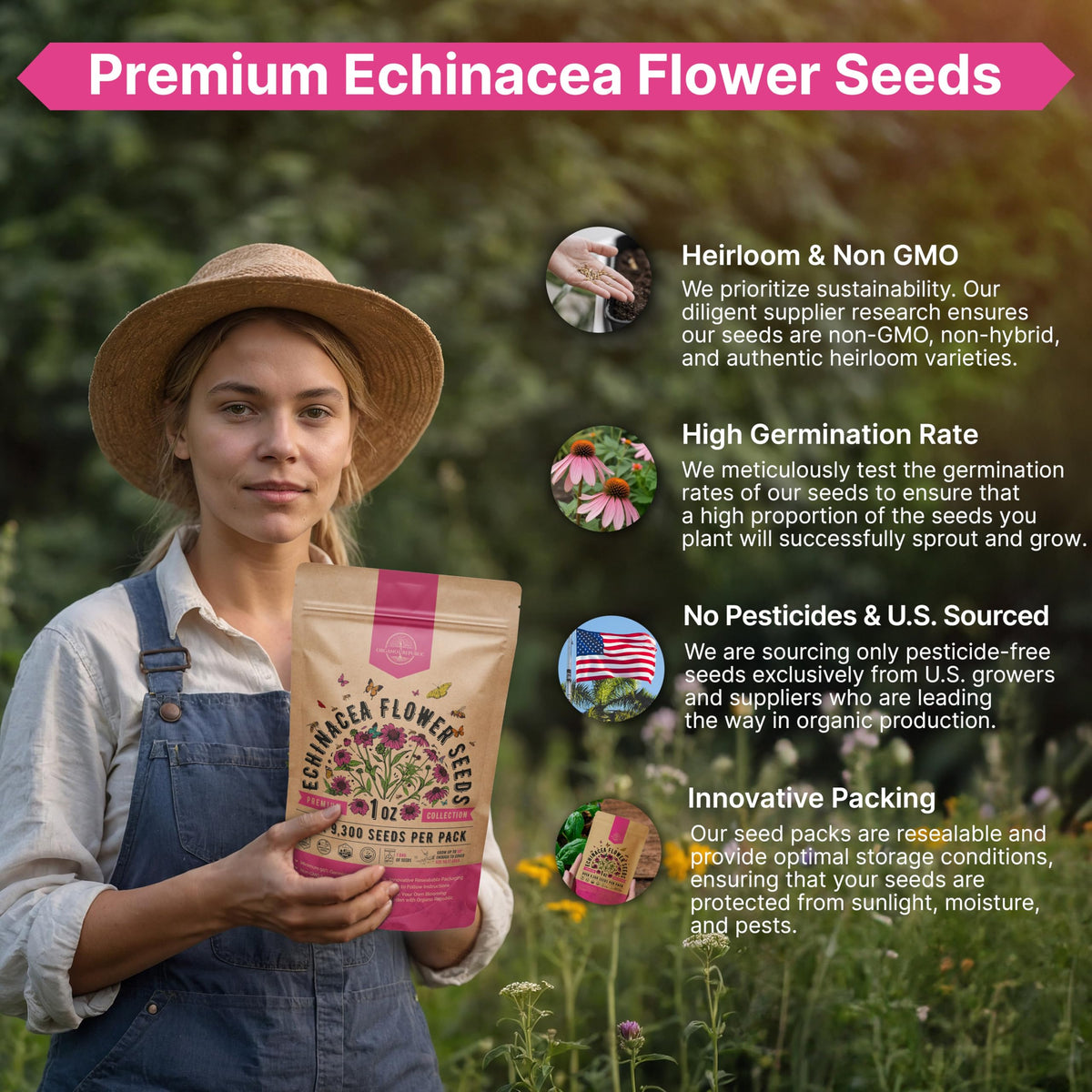 Cosmos Flower Seeds Pack 1 oz - 4,500 Non-GMO Heirloom Annual Seeds for Planting Indoor & Outdoor Gardening, Flower Seed for Garden in Resealable Packet, Floral Mix for Pollinators Perennial Mix Father Jim Norris notebooks