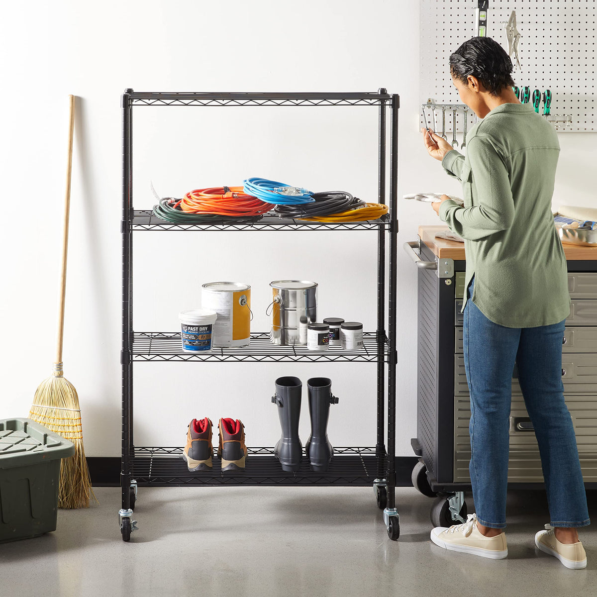 Amazon Basics 5-Shelf Adjustable Heavy Duty Steel Wire Storage Shelves for Garage