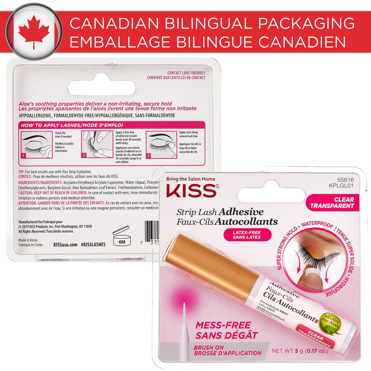 Kiss Lash Adhesive, Lash Glue, 24hr Strip Eyelash Adhesive