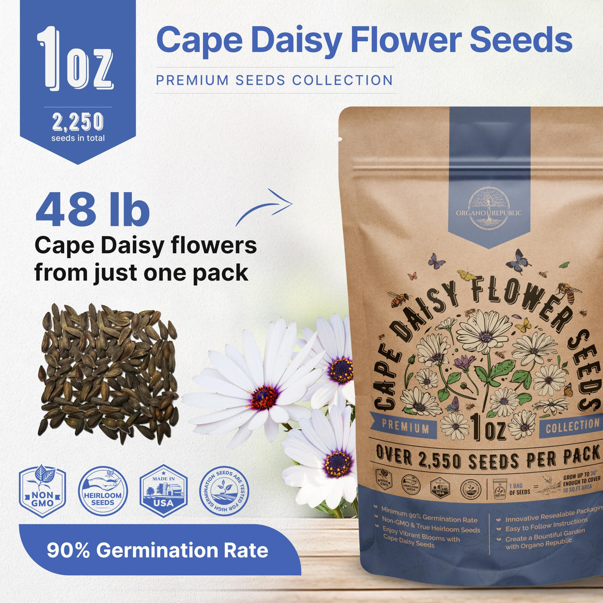 Cosmos Flower Seeds Pack 1 oz - 4,500 Non-GMO Heirloom Annual Seeds for Planting Indoor & Outdoor Gardening, Flower Seed for Garden in Resealable Packet, Floral Mix for Pollinators Perennial Mix Father Jim Norris notebooks