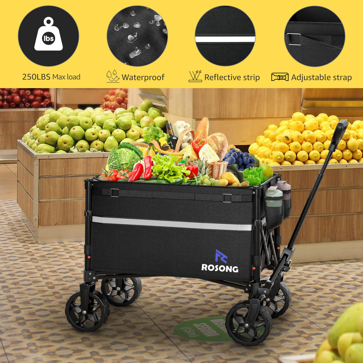 ROSONG Collapsible Wagon Cart with Wheels Foldable - Folding Utility Heavy Duty Wagons Carts for Grocery Sports Garden Shopping Camping Wheelbarrows (Pink, 120L) Father Jim Norris notebooks