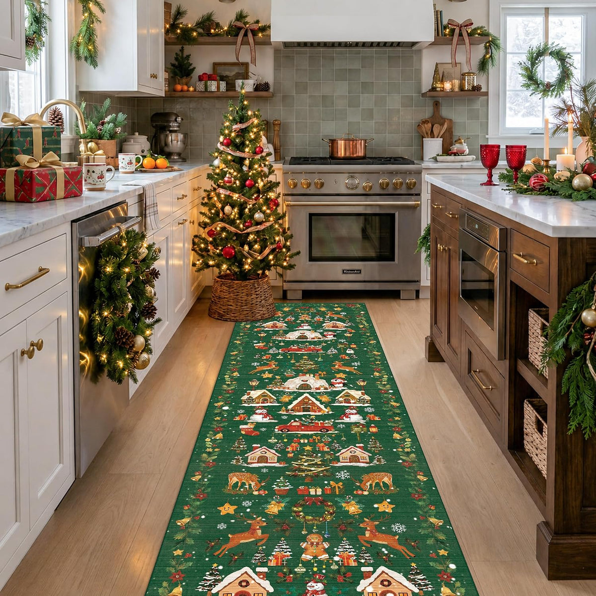 Hallway Washable Runner Rug - 3x10 Kitchen Rugs Entryway Rug Runner Vintage Soft Floor Mat Non Slip Indoor Farmhouse Carpet for Bathroom Living Room Bedroom (3 X 10, Beige)