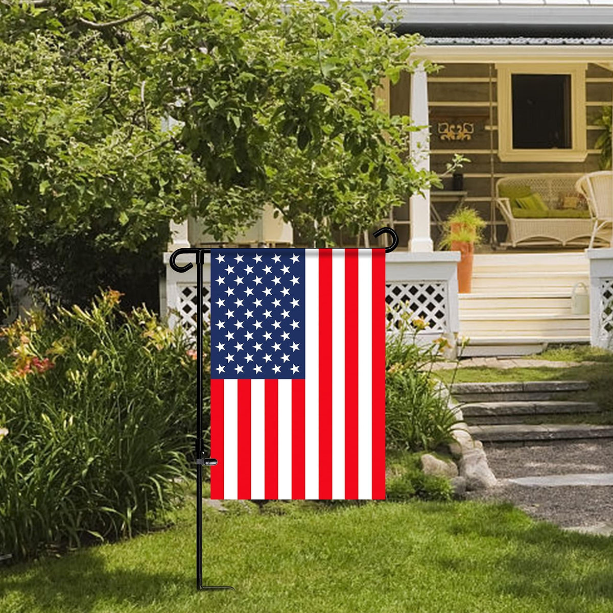 HOOSUN Garden Flag Stand,Premium Garden Flag Holder Pole Metal Powder-Coated Weather-Proof Paint with Graden Flag Clip and Spring Stoppers Without Flag Garden Decorations Father Jim Norris notebooks