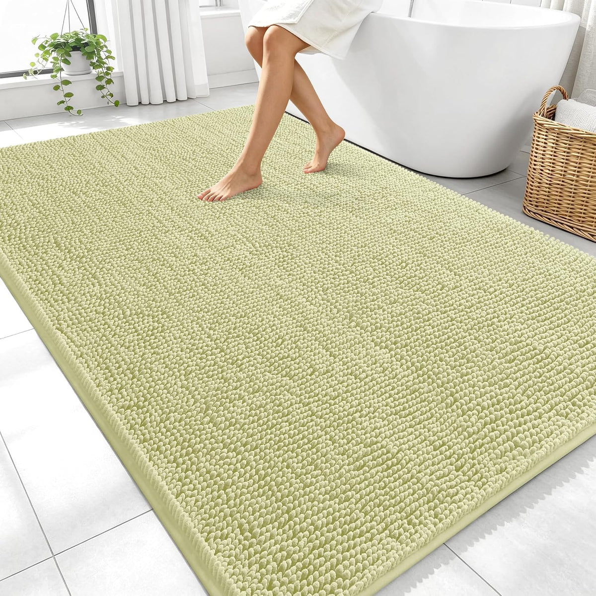 OLANLY Toilet Rugs U-Shaped 20x20,, Soft Absorbent Chenille Contour Rugs