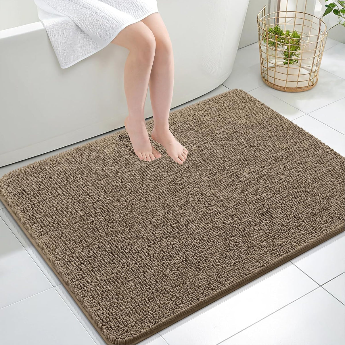 OLANLY Toilet Rugs U-Shaped 20x20,, Soft Absorbent Chenille Contour Rugs