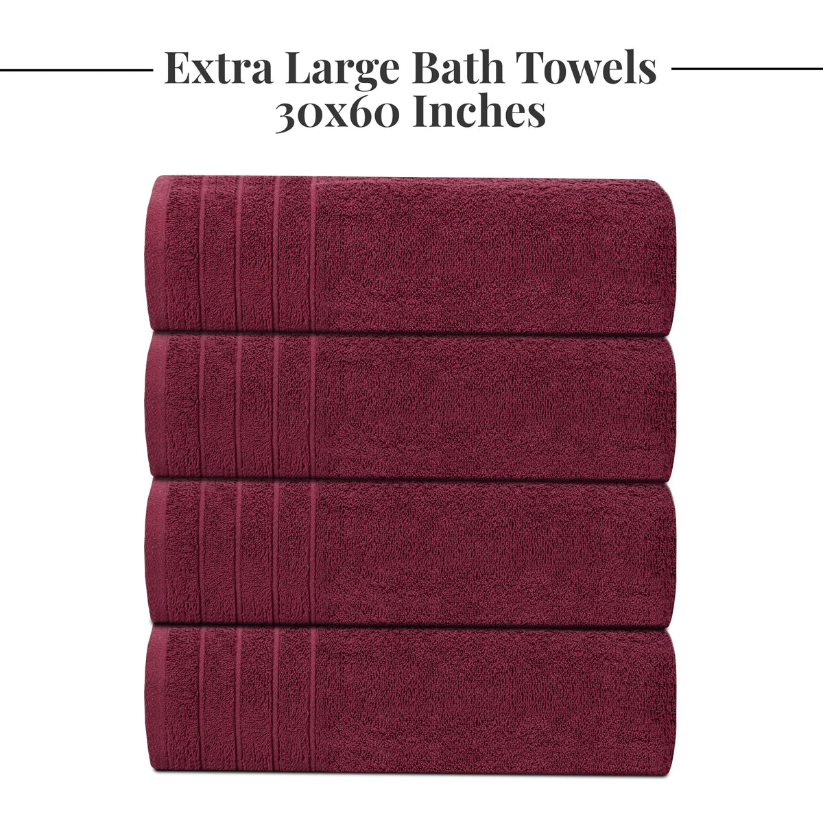 Tens Towels 4 Piece Extra Large Bath Towels 30 x 60 Inches, Dark Grey