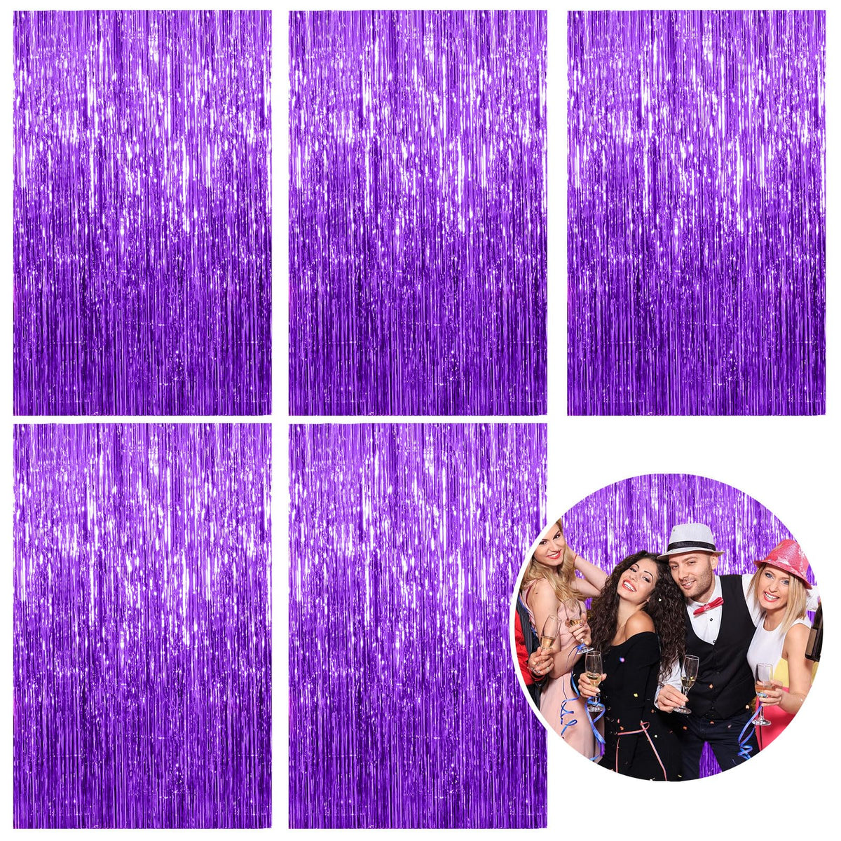 2 Pack Blue Party Decorations Ocean Party Decor Supplies Blue Party Streamers Birthday Decorations Tinsel Foil Fringe Curtains Photo Booth Props Celebration Decorations