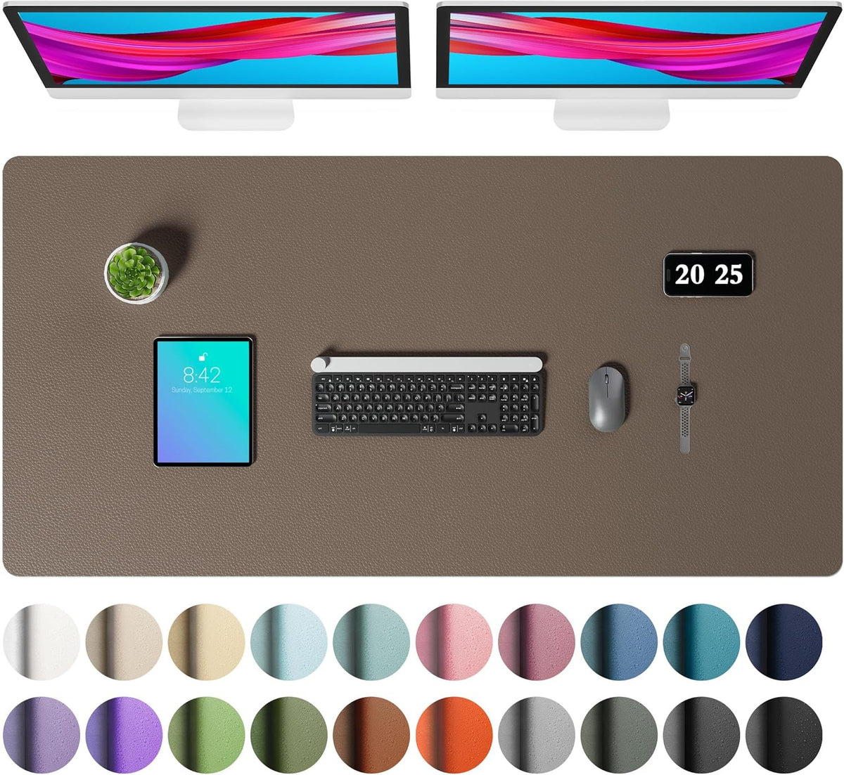 Aothia Non-Slip Waterproof PU Leather Desk Pad Protector for Mouse, Writing Desk, Office, Home, Laptop Blotter, 23.6" x 13.7", Black Father Jim Norris notebooks