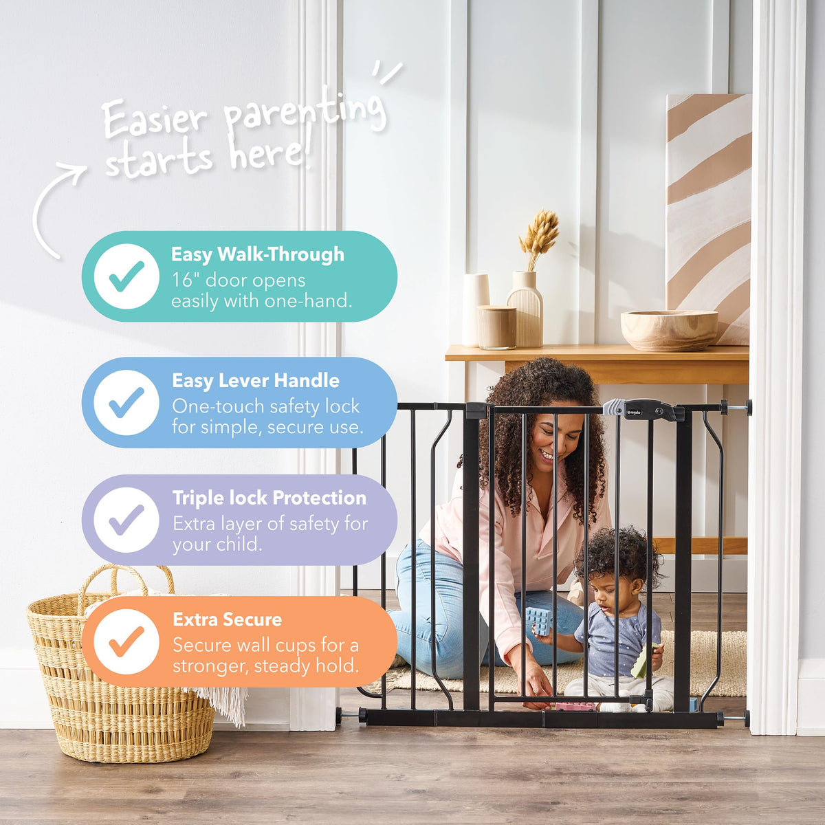 Regalo Safety 29"-38.5" Easy Step Baby Gate, Bottom of Stairs & Doorways