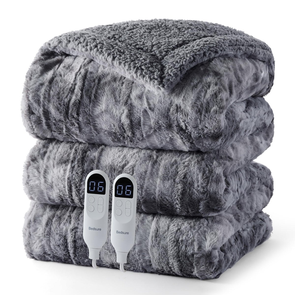 Bedsure Electric Blanket Twin with Preheat Function - Soft Flannel Heated Blanket Twin Size, Fast Heating with 6 Time Settings (Up to 10H) & 6 Heat Settings, Gifts for Grandma (62x84 inches, Grey)