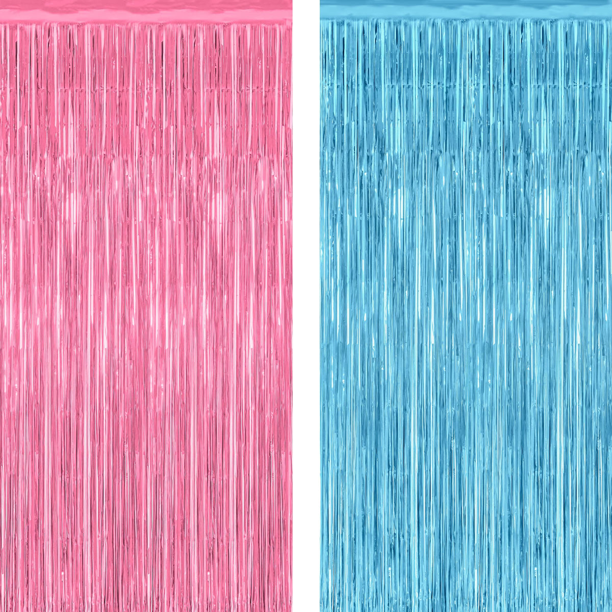 2 Pack Pink Party Decorations, 3.28 FT x 7.05 FT Pink Backdrop, Metallic Tinsel Backdrop Fringe Curtains Backdrop Curtains, Photo Backdrop Party Supplies Birthday Party Decorationsay Party Decorations