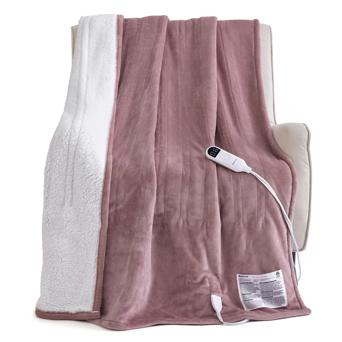 Bedsure Electric Blanket Twin with Preheat Function - Soft Flannel Heated Blanket Twin Size, Fast Heating with 6 Time Settings (Up to 10H) & 6 Heat Settings, Gifts for Grandma (62x84 inches, Grey)