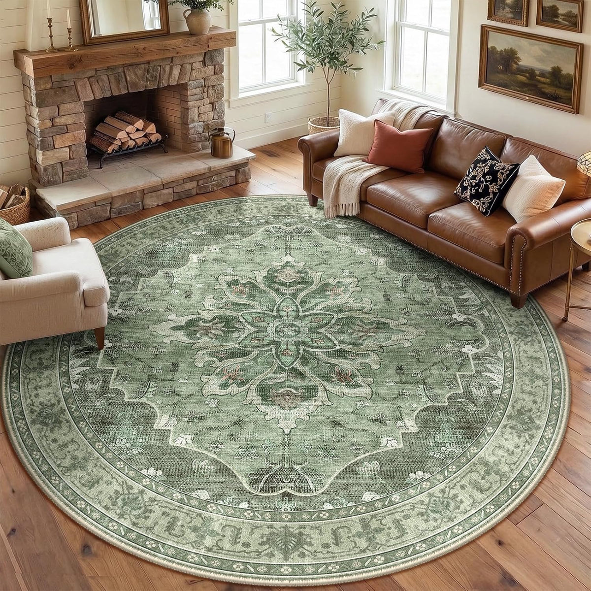 RELEANY Washable Area Rug, Small 2'x3', Teal Green/White/Navy