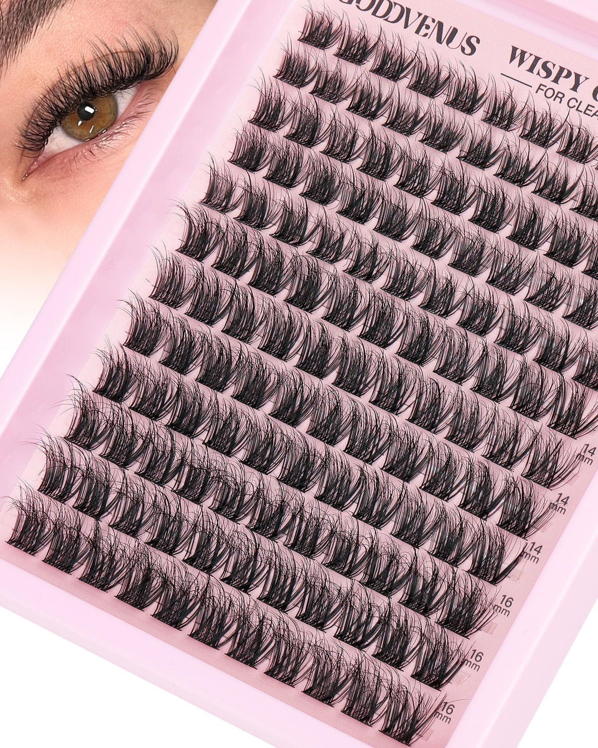 Goddvenus Lash Clusters Kit 9-14mm Wispy Eyelash Clusters Lashes Natural DIY Lash Extension Kit Short Cluster Eyelash Extensions Kit 300pcs C Curl Individual Lashes Cluster Eyelash (With Tweezers)