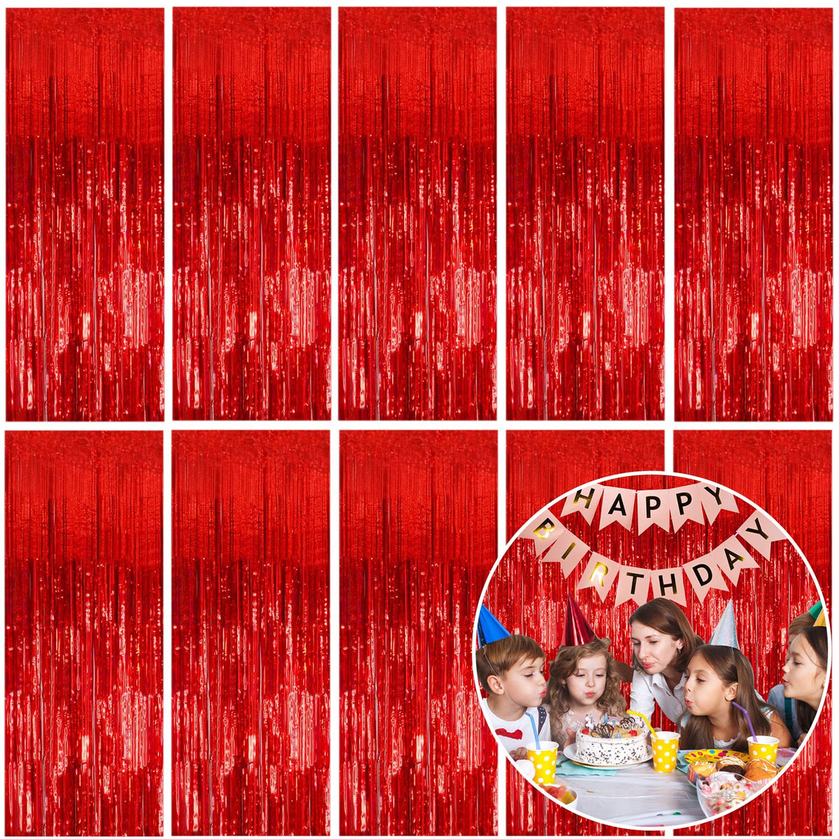 2 Pack Blue Party Decorations Ocean Party Decor Supplies Blue Party Streamers Birthday Decorations Tinsel Foil Fringe Curtains Photo Booth Props Celebration Decorations