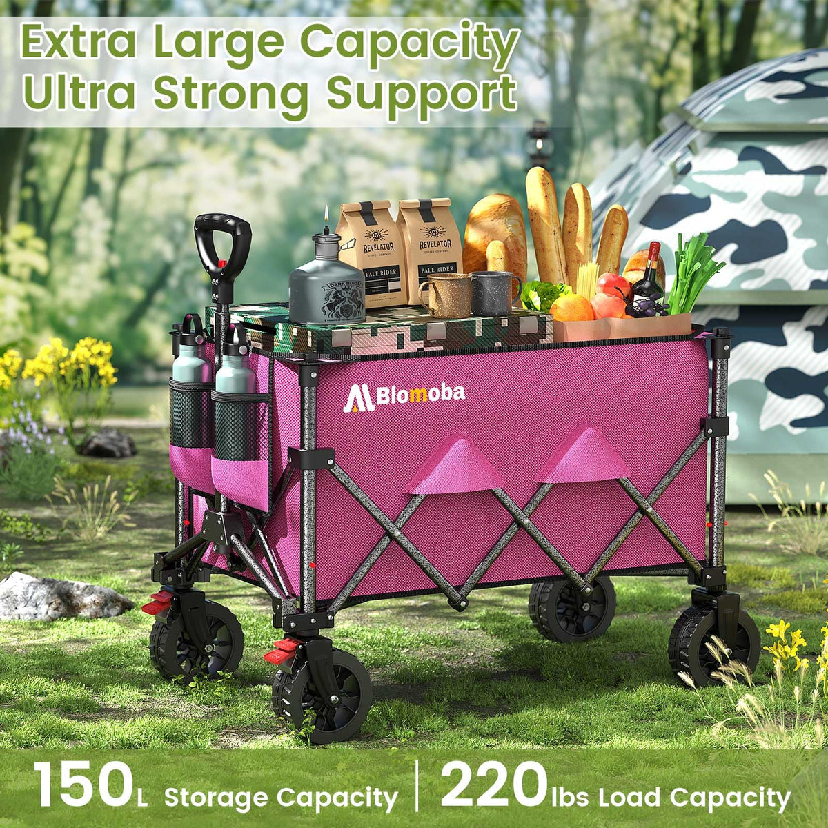 Blomoba Folding Wagon Cart with Wheels, 220lbs Utility Wagon Cart, Black Father Jim Norris notebooks