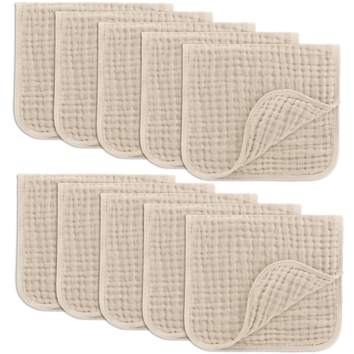 Comfy Cubs Muslin Burp Cloths 20x10" 10 Pack, Baby Burp Cloths - Multi