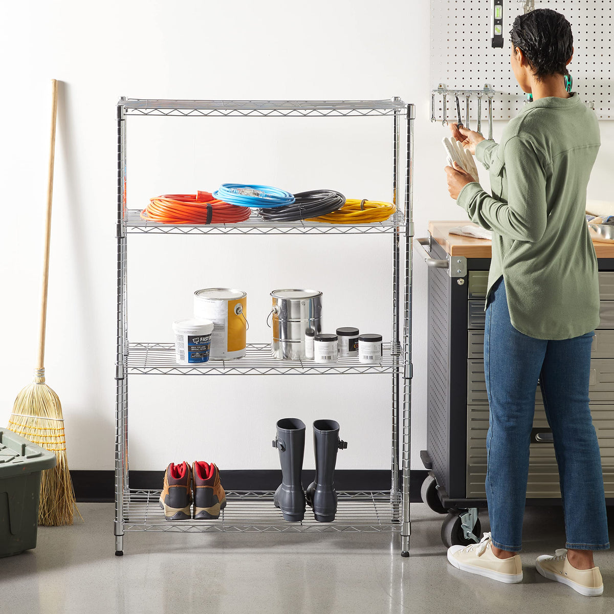 Amazon Basics 5-Shelf Adjustable Heavy Duty Steel Wire Storage Shelves for Garage