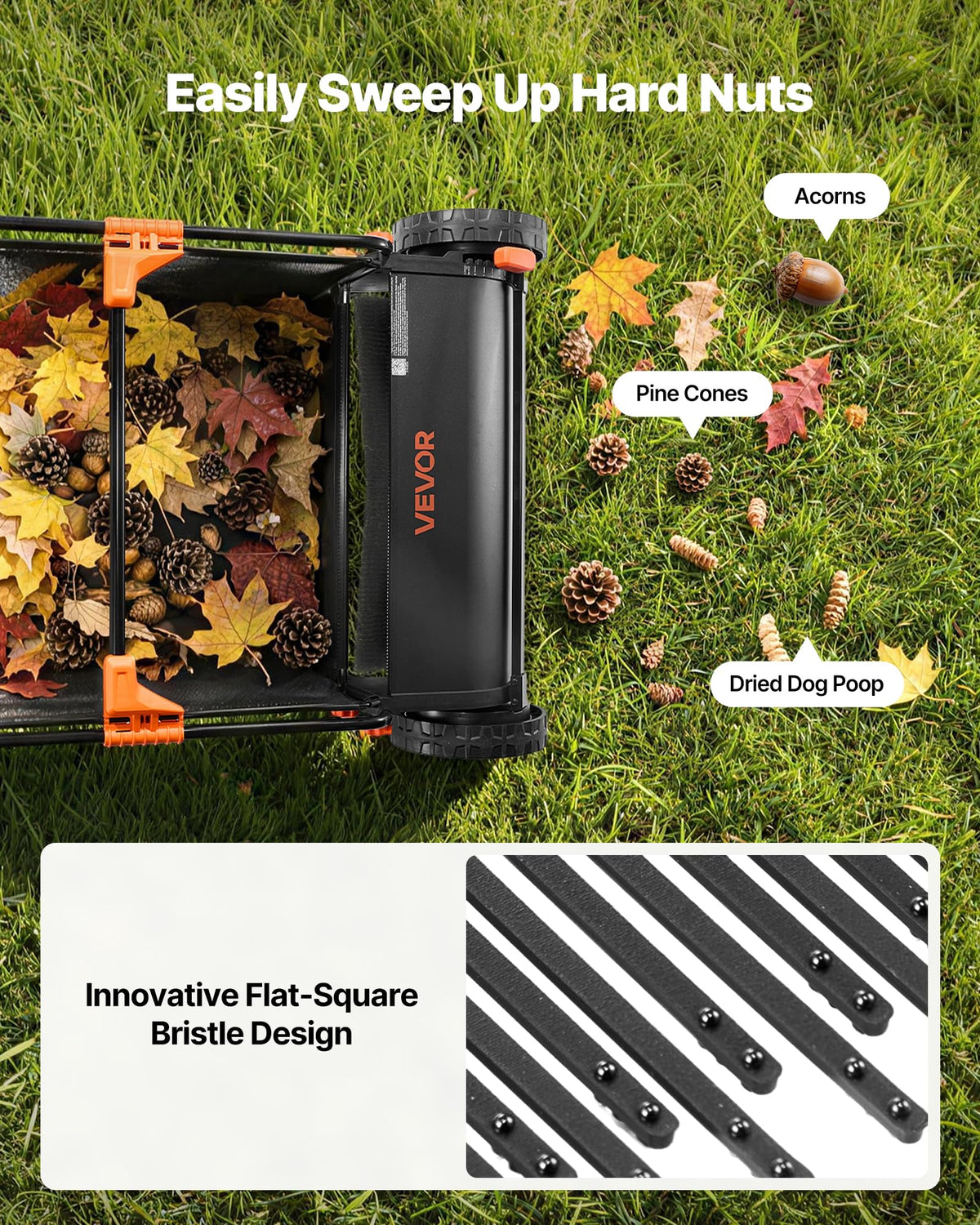 VEVOR Push Lawn Sweeper 26 in Leaf & Grass Collector 7 cu. ft. Hopper Bag Father Jim Norris notebooks