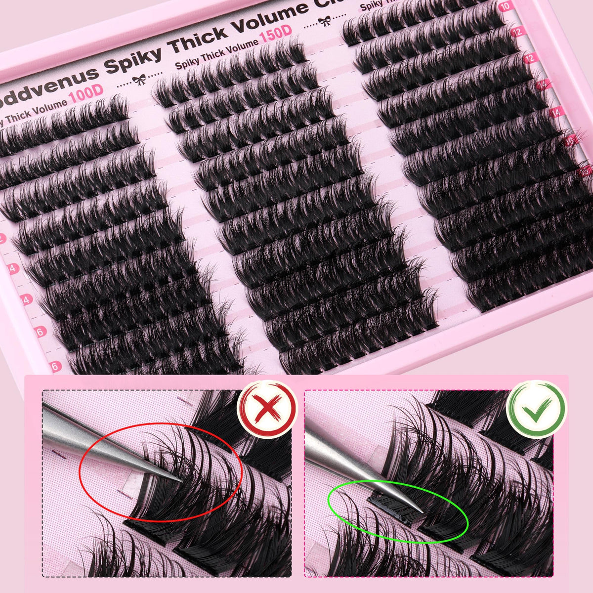 Goddvenus Lash Clusters Kit 9-14mm Wispy Eyelash Clusters Lashes Natural DIY Lash Extension Kit Short Cluster Eyelash Extensions Kit 300pcs C Curl Individual Lashes Cluster Eyelash (With Tweezers)