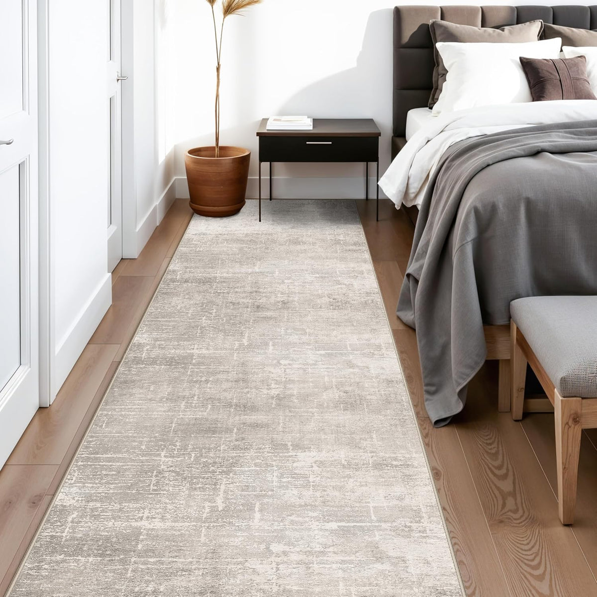 Hallway Washable Runner Rug - 3x10 Kitchen Rugs Entryway Rug Runner Vintage Soft Floor Mat Non Slip Indoor Farmhouse Carpet for Bathroom Living Room Bedroom (3 X 10, Beige)