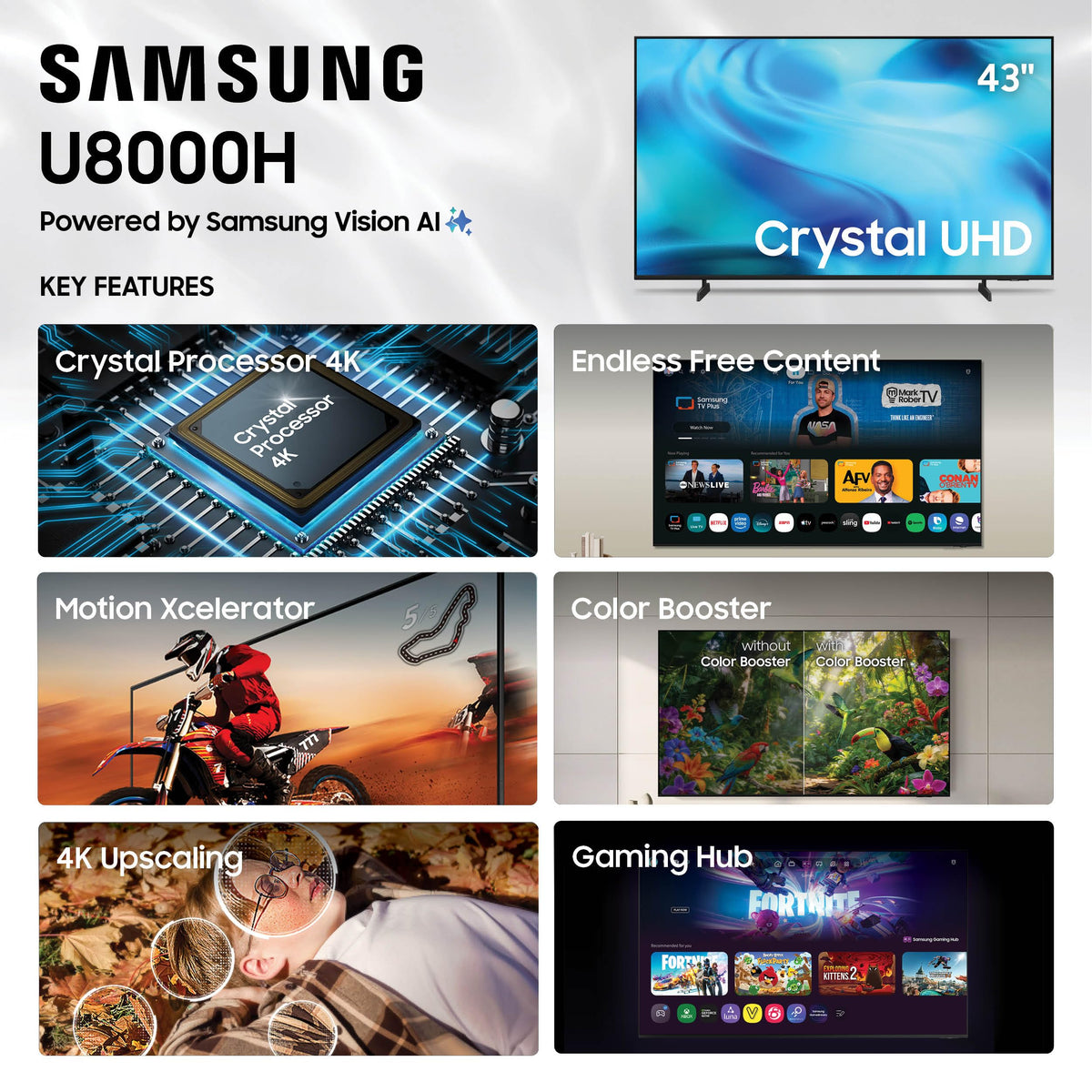 Samsung 65-Inch Class Crystal UHD U8000H Series Samsung Vision AI Smart TV (2026 Model, 65U8000H) Processor 4K, Endless Free Content, Motion Xcelerator, Color Booster, Alexa Built-in Father Jim Norris notebooks