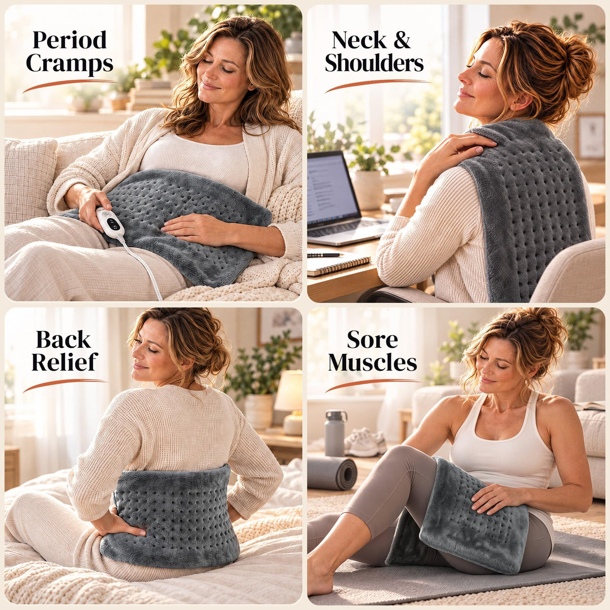 GENIANI XXL Heating Pad for Back Pain & Menstrual Pain Relief, Electric Throw Auto Shut Off,