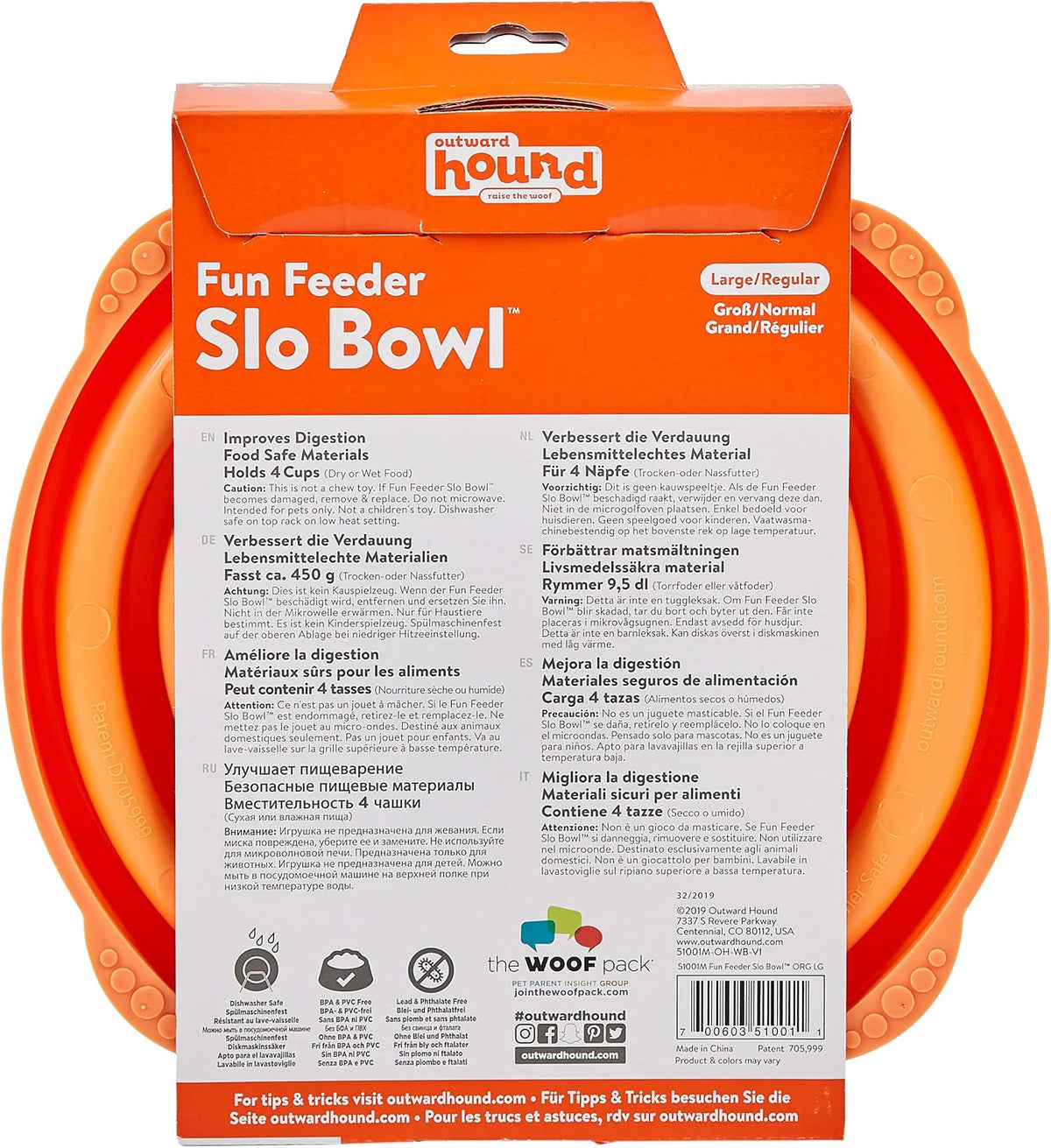 Outward Hound Fun Feeder Slo Bowl Dog Slow Feeder, Notch, Blue, 8.8"