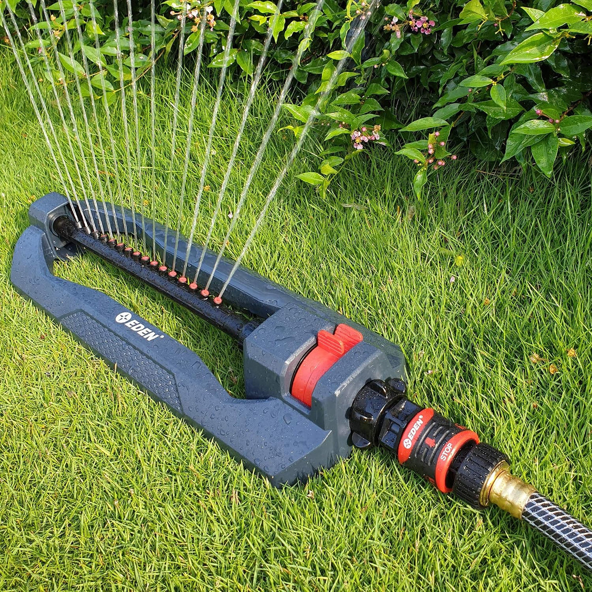 Eden 96213 Weighted Essential Oscillating Sprinkler | Covers Up to 3,600 sq. ft., 16 Precision Nozzles, Adjustable Range, Turbo Drive Motor, Quick Connect Bundle, Stainless Steel Filters, Black Father Jim Norris notebooks
