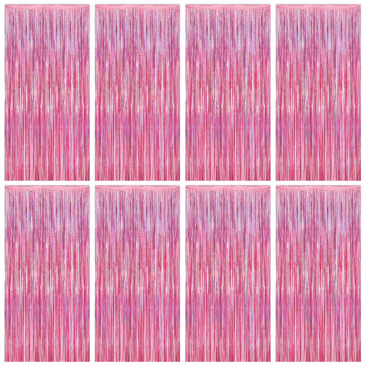 2 Pack Pink Party Decorations, 3.28 FT x 7.05 FT Pink Backdrop, Metallic Tinsel Backdrop Fringe Curtains Backdrop Curtains, Photo Backdrop Party Supplies Birthday Party Decorationsay Party Decorations