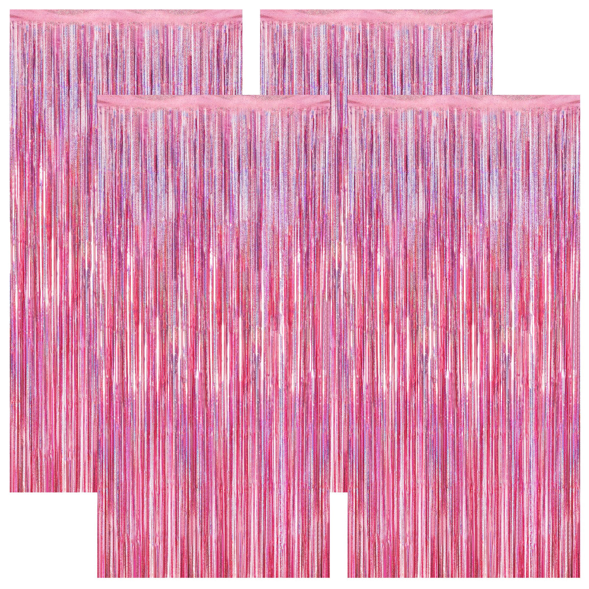 2 Pack Pink Party Decorations, 3.28 FT x 7.05 FT Pink Backdrop, Metallic Tinsel Backdrop Fringe Curtains Backdrop Curtains, Photo Backdrop Party Supplies Birthday Party Decorationsay Party Decorations